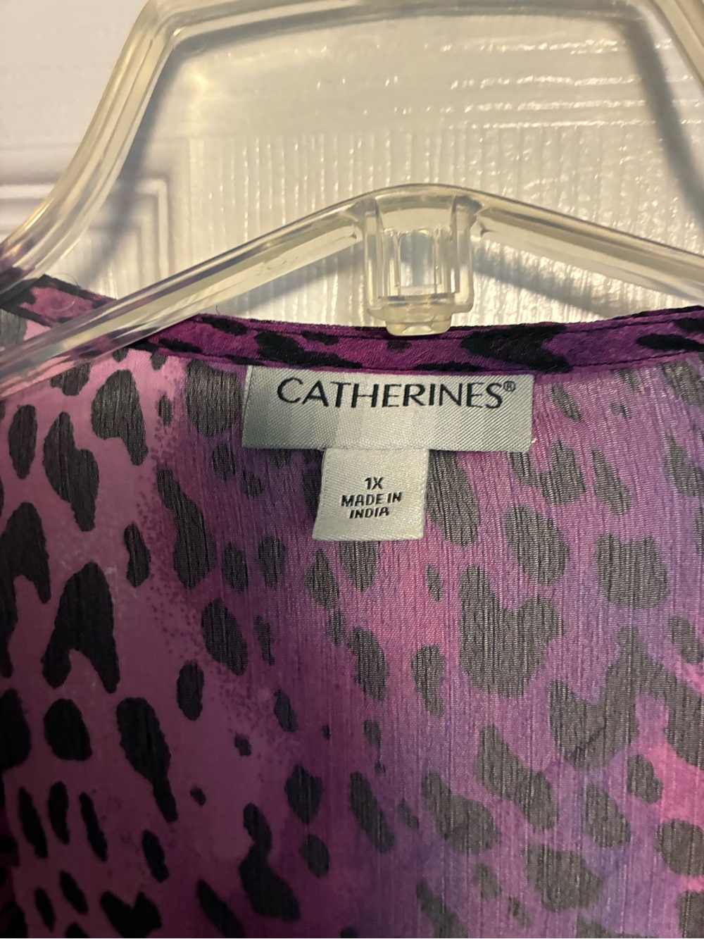 Catherines Purple Animal-Print Sheer Kimono Cardigan - Picture 2 of 2